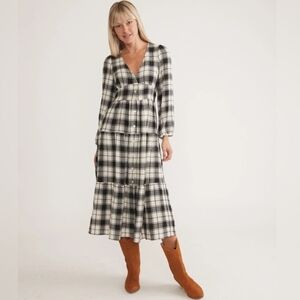 Marine Layer Black and White Plaid Dress
